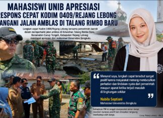 Mahasiswi UNIB Apresiasi Respons Cepat Kodim 0409/Rejang Lebong Tangani Jalan Amblas di Talang Rimbo Baru
