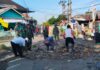 Puluhan Personel Kodim 0409/Rejang Lebong dan Warga Mulai Gotong Royong Perbaiki Jalan Amblas di Talang Rimbo Baru