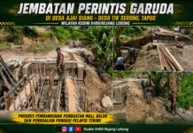Pembangunan Jembatan Perintis Garuda Kodim 0409/Rejang Lebong di Ajai Siang – Tik Serong Mulai Pengerjaan Mall Balok dan Penguatan Tebing