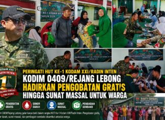 Peringati HUT Ke-1 Kodam XXI/Radin Inten, Kodim 0409/Rejang Lebong Hadirkan Pengobatan Gratis hingga Sunat Massal untuk Warga