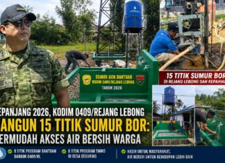 Sepanjang 2026, Kodim 0409/Rejang Lebong Bangun 15 Titik Sumur Bor: Permudah Akses Air Bersih Warga