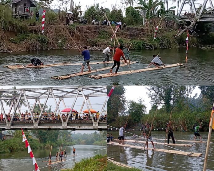 Pemdes Dusun Sawah Kenalkan Potensi Wisata Lewat Lomba Rakit, Ratusan Penonton Padati Area Sungai