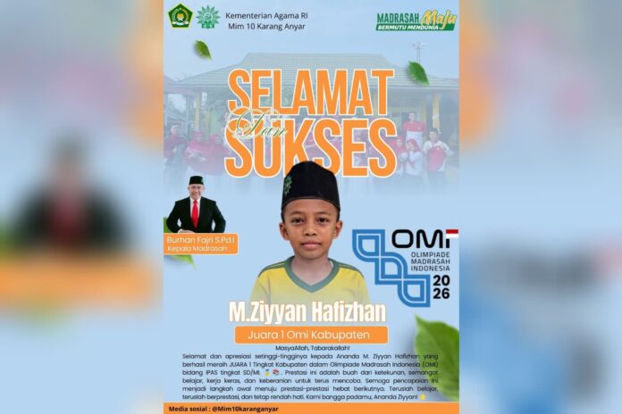 Prestasi Membanggakan!!! Siswa MIM 10 Karang Anyar Raih Juara 1 OMI Tingkat Kabupaten, Siap Berlaga di Tingkat Provinsi