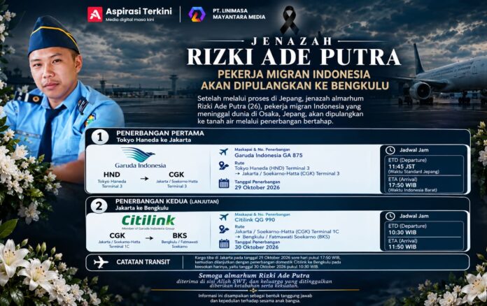 Akhirnya, Jenazah TKI/PMI Asal Rejang Lebong Segera Dipulangkan: Kargo Jenazah dari Jepang Dijadwalkan Tiba di Bengkulu Lusa